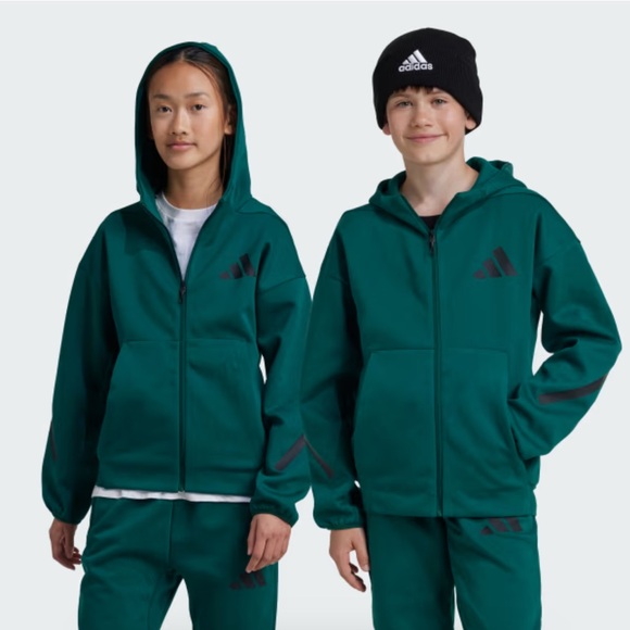 ADIDAS KIDS Z.N.E. FULL-ZIP HOODED TRACK JACKET - Color Green - Size S Unisex - Picture 1 of 5